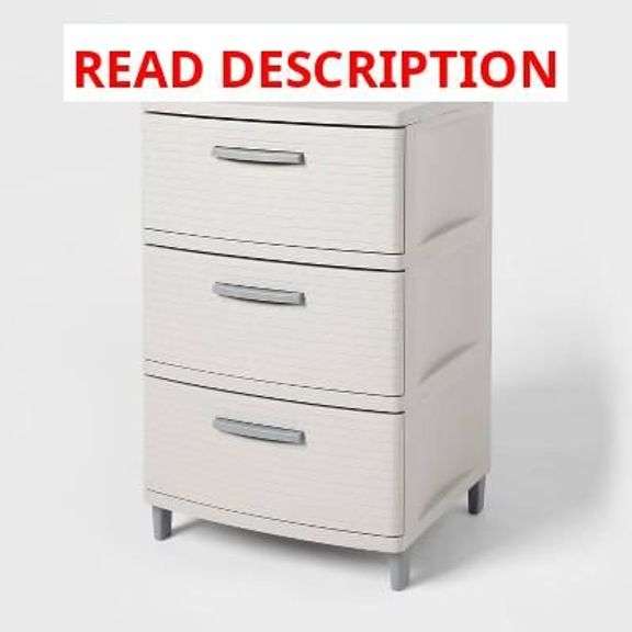 3 Drawer Storage Cabinet Gray - Brightroom image