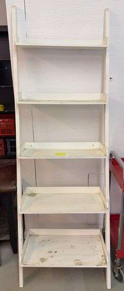 White Painted Ladder Bookshelf with 5 Shelves image