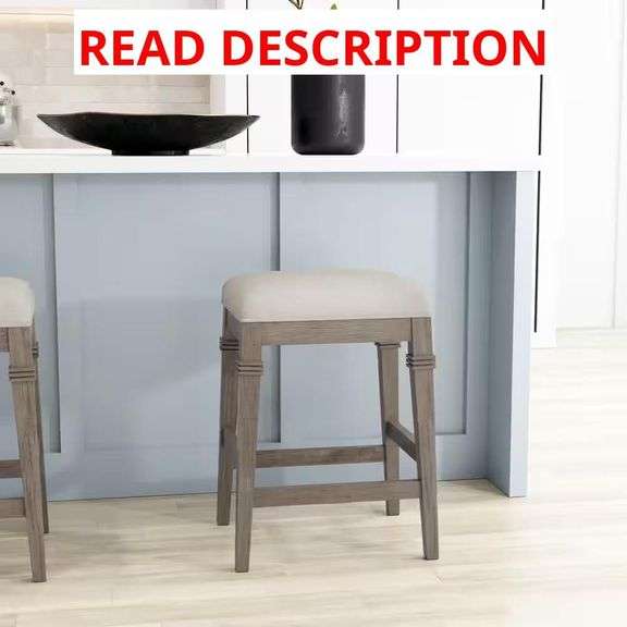 Arabella 25.25 in. Distressed Gray and Ecru Backless Non-Swivel Counter Stool image
