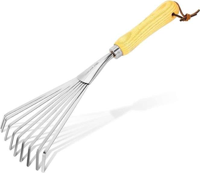 Hand Rakes, Garden Stainless Steel Hand Rake SoilTiller with Ergonomic Handle, Small Leaf Rakes Great for Gardening, Garden Sweep Yard Flower Beds Tool image