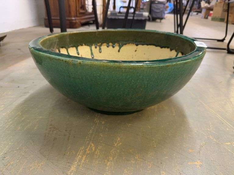 Large Green Glazed Ceramic Bowl image
