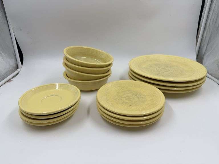 Vintage Fiesta Yellow Dish Set - Plates, Bowls, and Saucers image