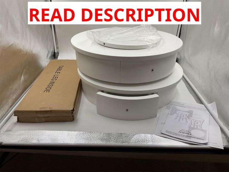 Giantex round end table with drawer, two tier woodside table with open shelf, small sofa side table for small space multipurpose table image