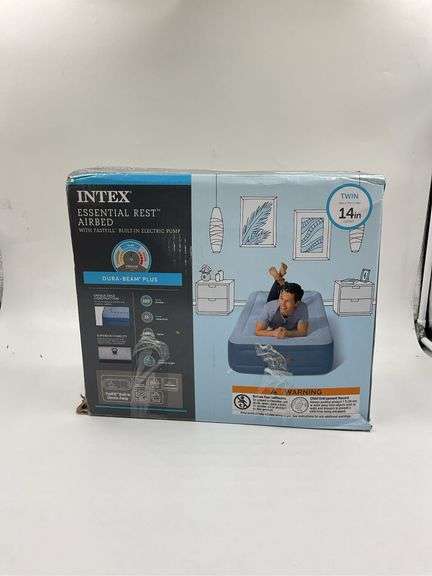 Intex Mid Rise Hexbeam 14" Electric Pump Twin Air Mattress-Dark Blue image