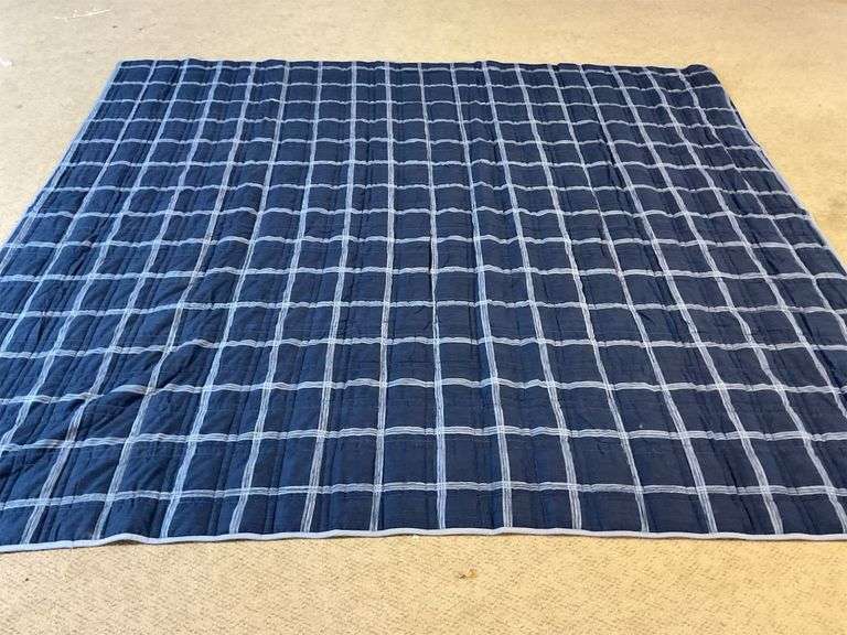 Members mark queen/king dark blue plaid quilt image