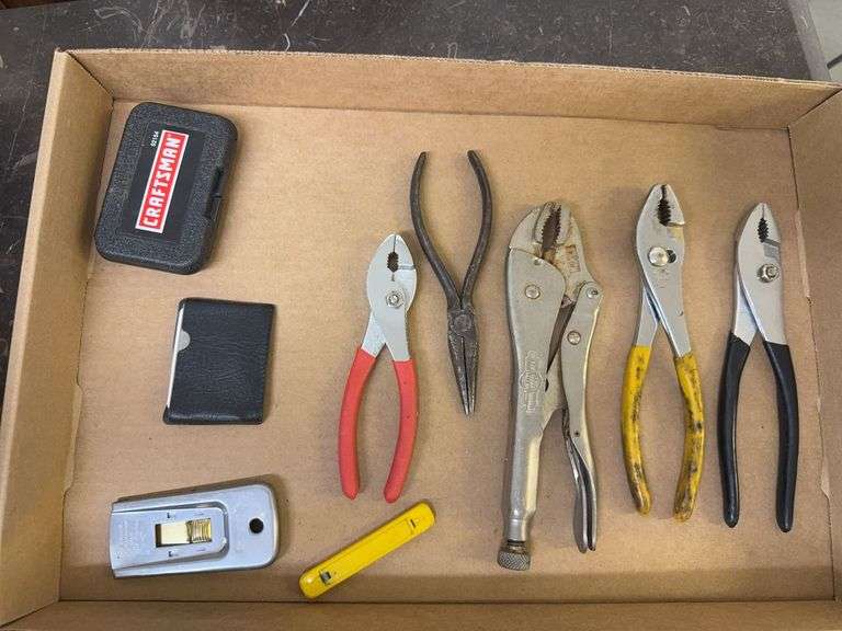 Mixed Lot of Hand Tools - Pliers, Razor Scraper, Screw Extractors image