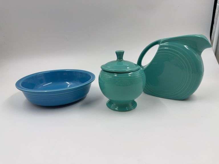 Fiesta Turquoise Sugar, Creamer and Small Bowl Set image