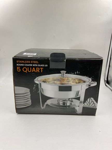 Stainless Steel Round Chafer with glass lid 5 quart image