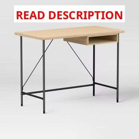 Wood and Metal Writing Desk with Storage Natural - image