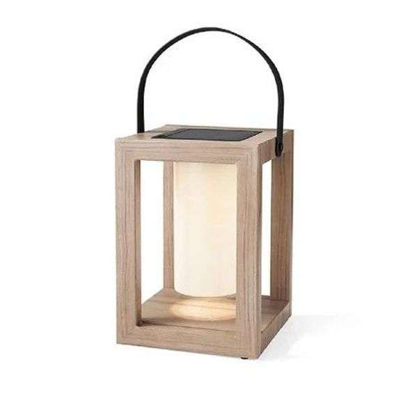 Porte LED Solar Table/Floor Lantern, Faux Leather Handle image