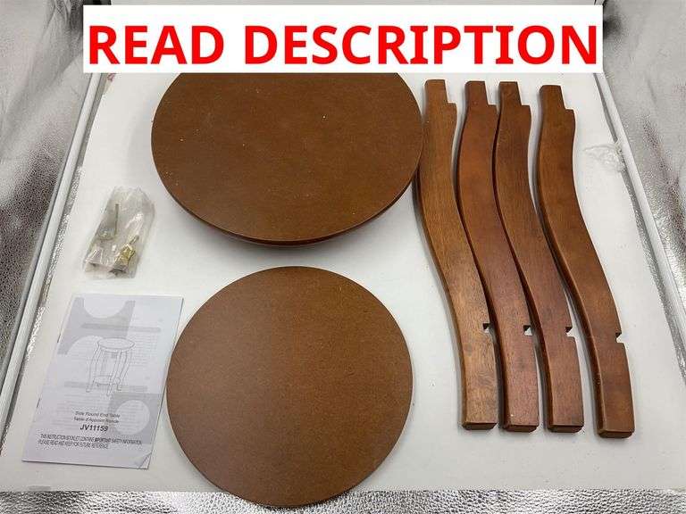 Brown wooden side round end table image