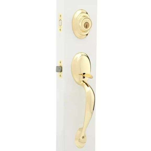 Dakota Polished Brass Single Cylinder Door Handles image