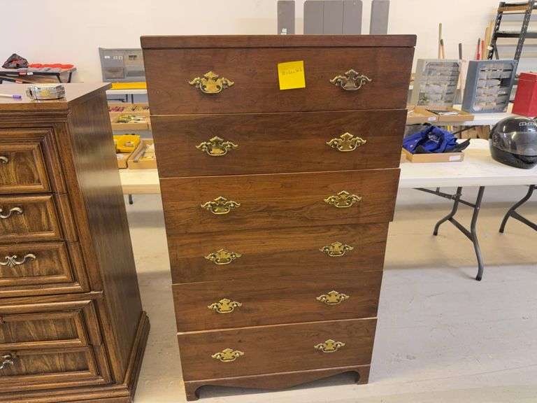 Tall Wood Chest of Drawers - 6 Drawer (32 x 22 x 56.5) image