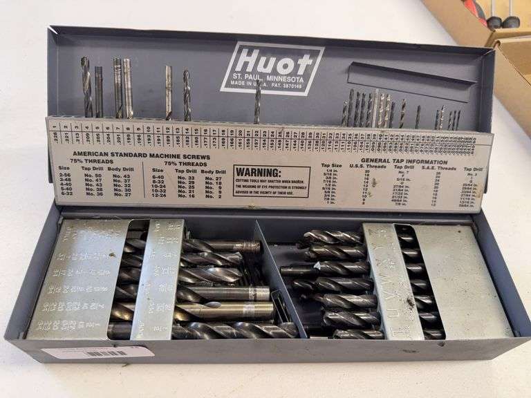 Huot Drill Bit Set with Metal Case, may not be complete image