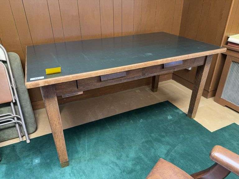 Oak Desk with Drawers - 60" x 34" x 30 1/4" image