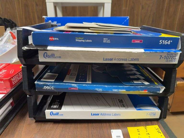 3 Plastic Trays with Avery and Quill Label Assortment image