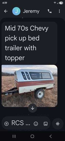 Mid 70s Chevrolet pickup bed trailer with topper image