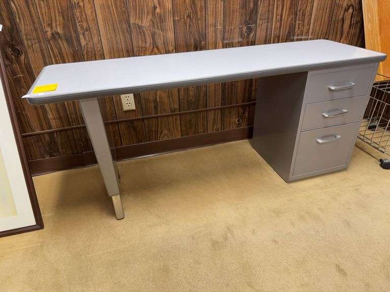 Gray Metal Desk with Drawers image