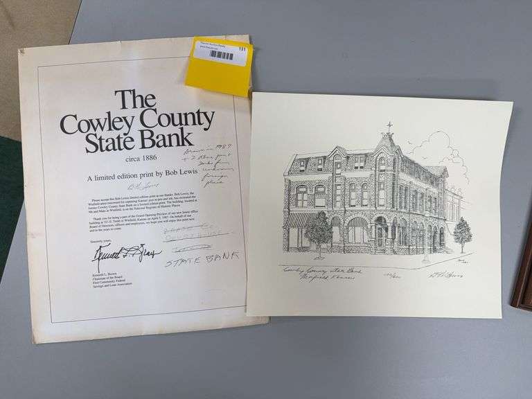 Bob Lewis Cowley County State Bank Print, Winfield, Kansas image