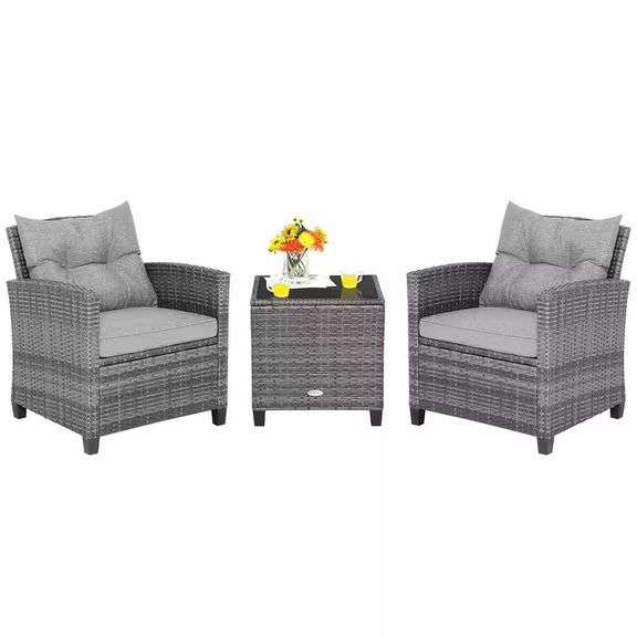 3-Piece Wicker Patio Rattan Furniture Bistro Set C image