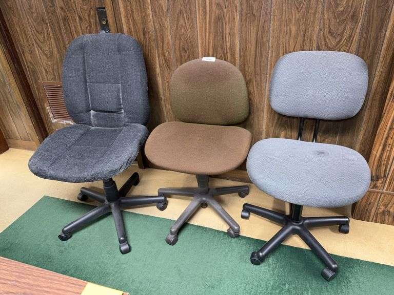 Set of Three Office Chairs - Gray, Brown and Black image