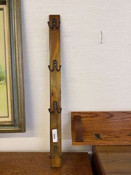 Vertical-Hanging Wooden Coat Rack with Four Double Hooks, 33.5" image