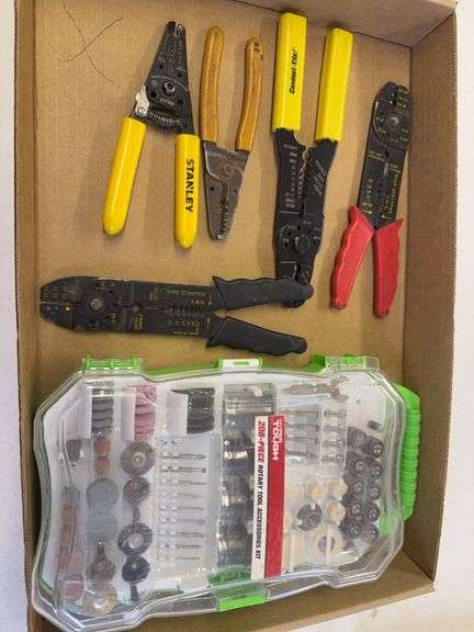 Lot of Wire Strippers and Rotary Tool Accessories image