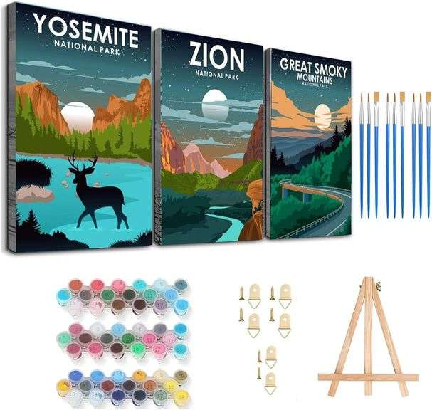 Baipisan 3 Pack Paint by Number for Adults Framed image