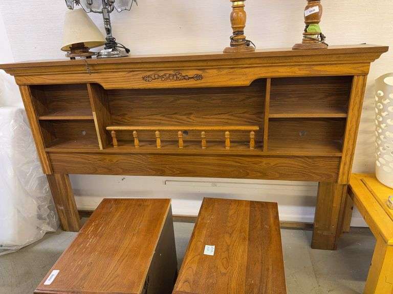 Wood Hutch King Size Headboard, 82 x 11 x 50 (doesn't include nightstands) image