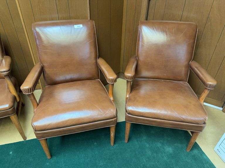 Set of Two Light Brown Leather Armchairs image