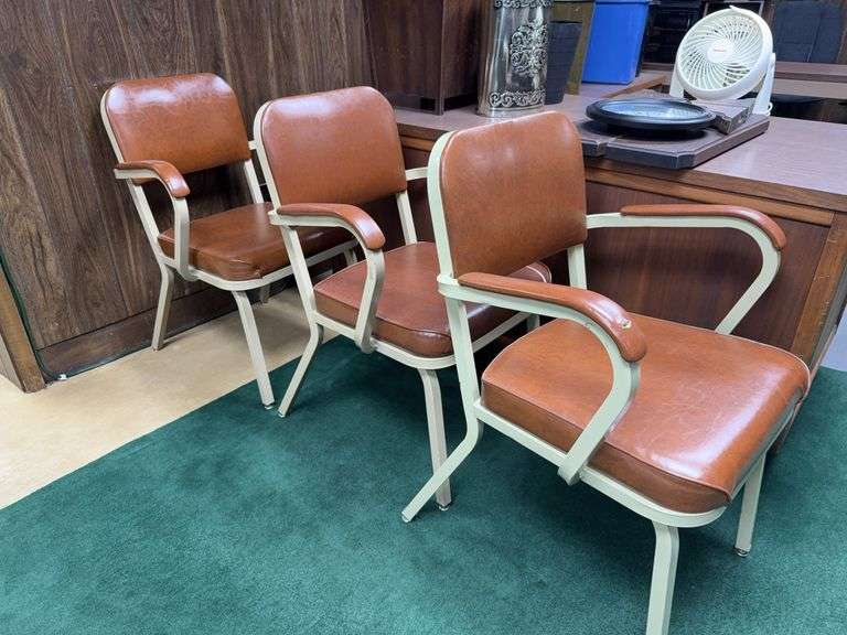 Set of 3 Arm Chairs with Faux Leather Upholstery image