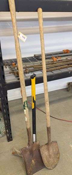 Collection of Shovels, Hoe, and Collins Axe image