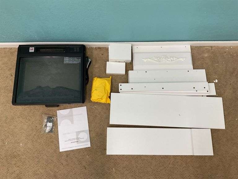 Electric fireplace with white mantle image