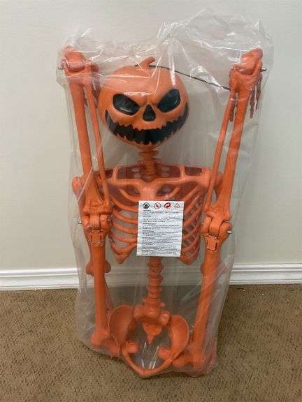 Large orange decorative Halloween skeleton image
