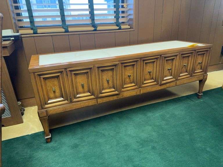 Wood Credenza with Marble Top - 60" x 18" x 22" image