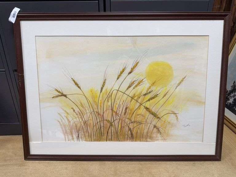 Lois Hiebert '78 Watercolor Painting of Wheat Field and Sun image