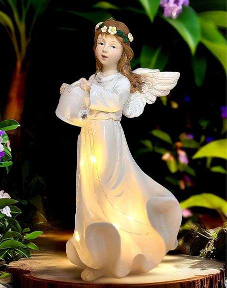 Solar Angel Garden Statues Outdoor Decor,10.24 H R image