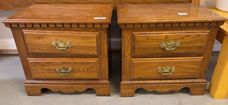 Pair of Wooden Two-Drawer Bedside Tables (24 x 15 x 22) image