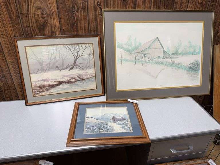 (3) Framed and Signed Watercolor Prints image
