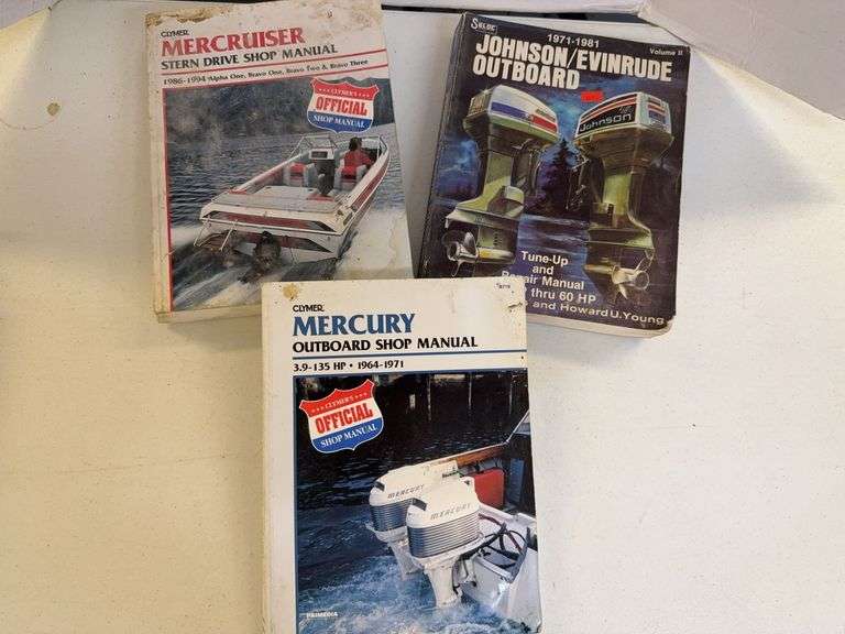 Lot of 3 Outboard and Stern Drive Shop Manuals - Johnson/Evinrude, Mercury, Mercruiser image