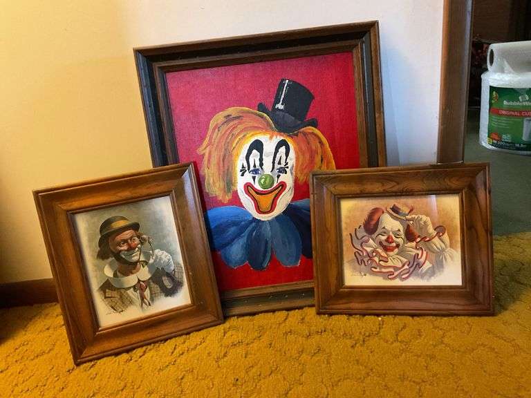 Collection of Three Clown Art Pieces - One Original Acrylic Painting and Two Signed Prints image