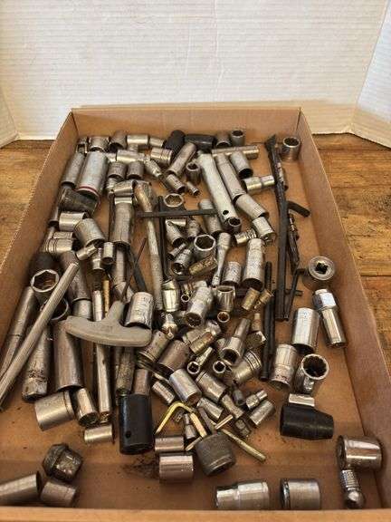 Box of Various Sockets and Tools image