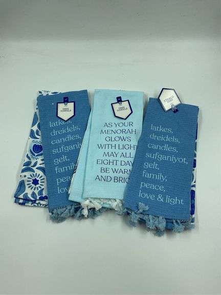 Set of Three Hanukkah Themed Dish Towels image