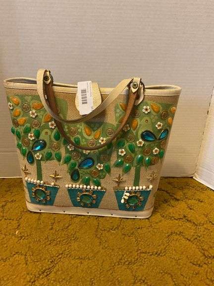 Embellished Woven Tote Handbag image