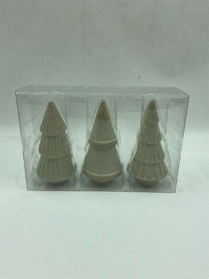 Set of Three Decorative Ceramic Christmas Trees image