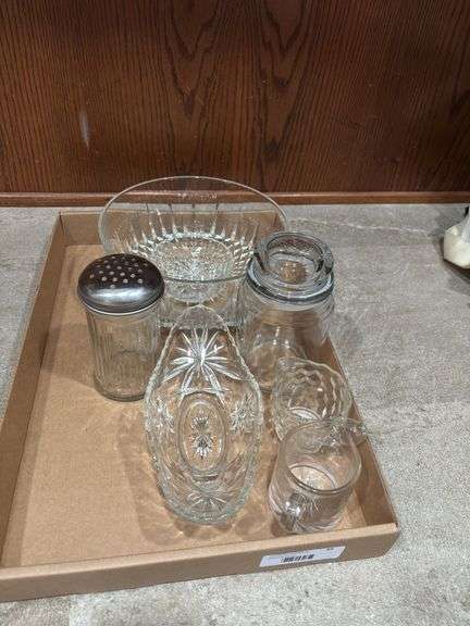 Assorted Glassware Lot - Bowls, Creamer, Candy Dish, and More