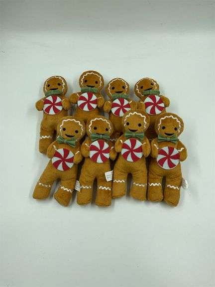 Lot of 10 Gingerbread Man Plush Ornaments image