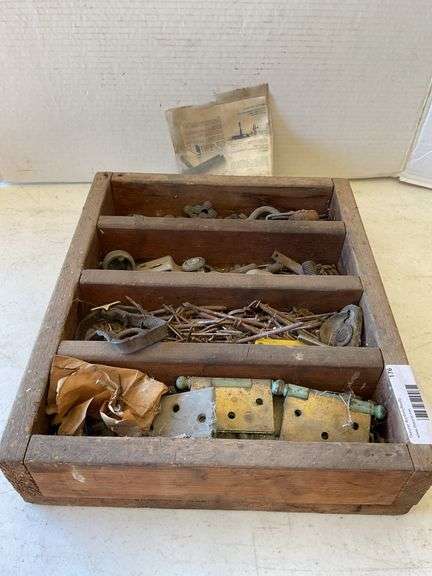 Wooden Divided Box with Assorted Hardware image