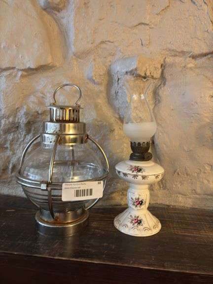 Decorative Lantern and Miniature Oil Lamp Set image
