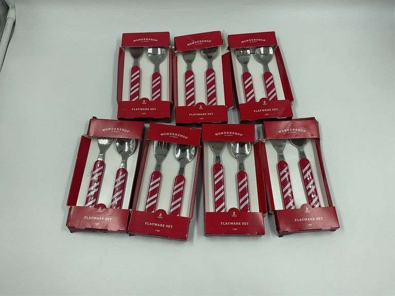 WonderShop 1987 Candy Stripe Flatware Sets - Lot of 7 image